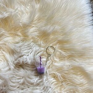 Purple Boba Tea Keychain